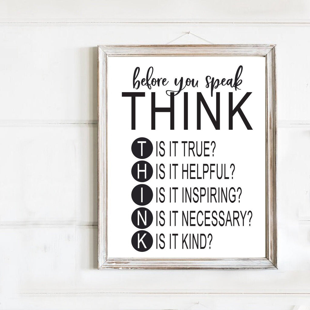 Before You Speak Think - Lettered & Lined