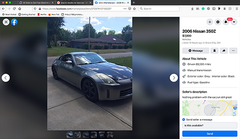 fun first car Nissan 350Z for sale on Facebook