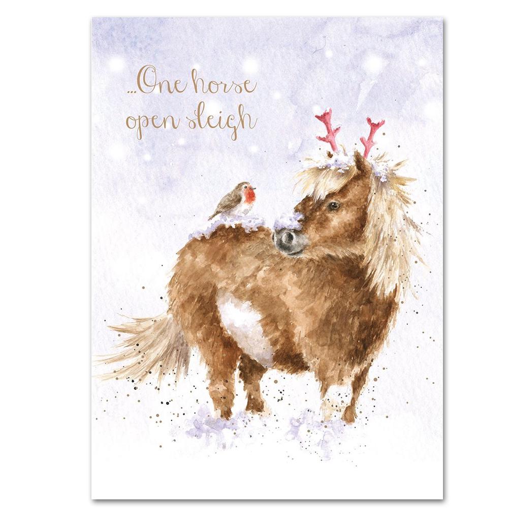 One Horse Open Sleigh Christmas Card by Wrendale — Horse and Hound Gallery