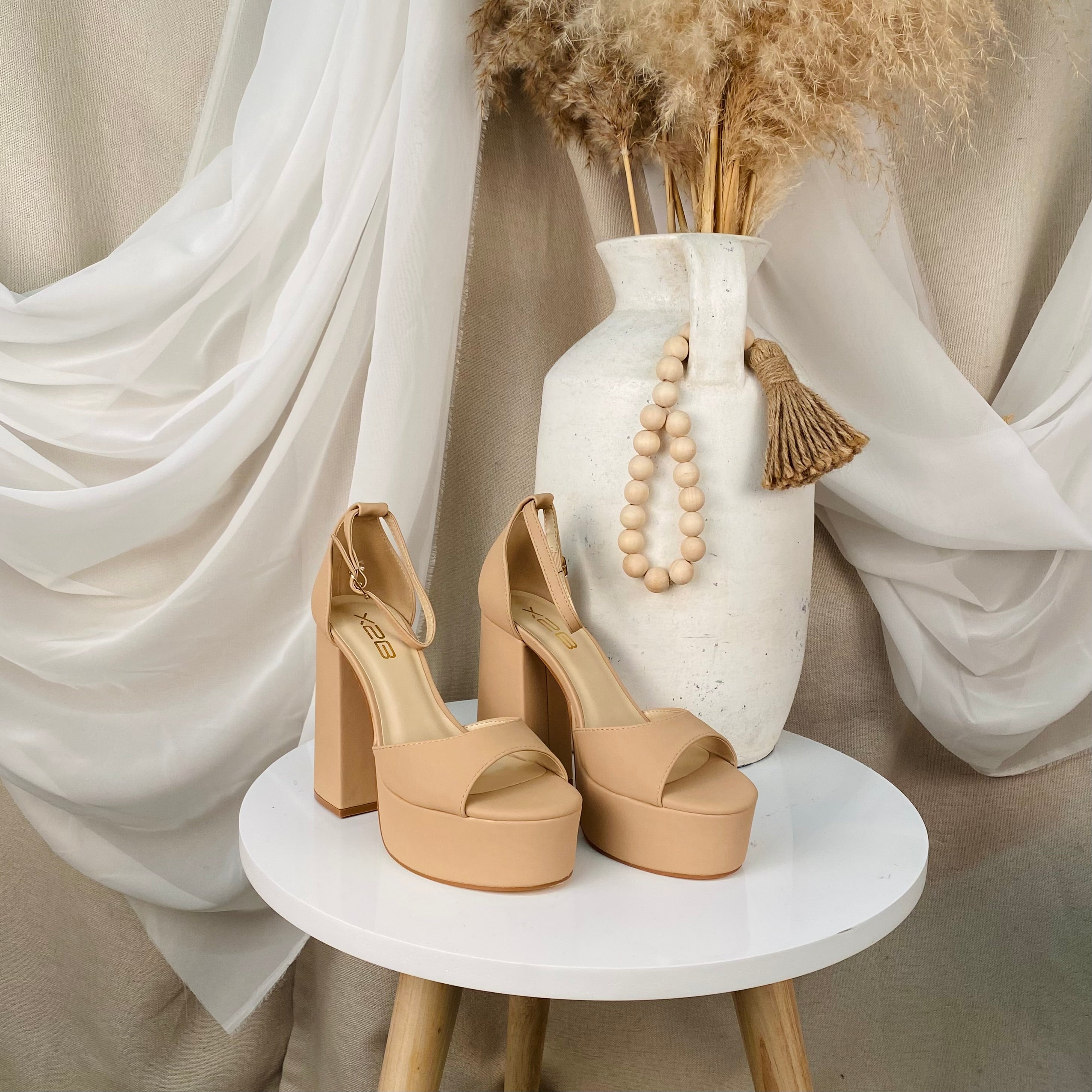 Enya Ivory Satin High Heel Platform Ankle Strap Sandal Wedding Shoe |  Dresses 2 Impress U