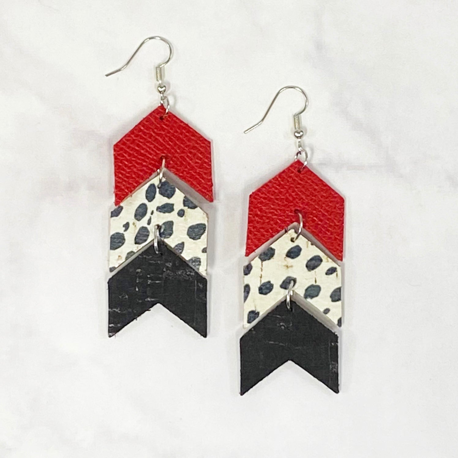 chevron leather earrings