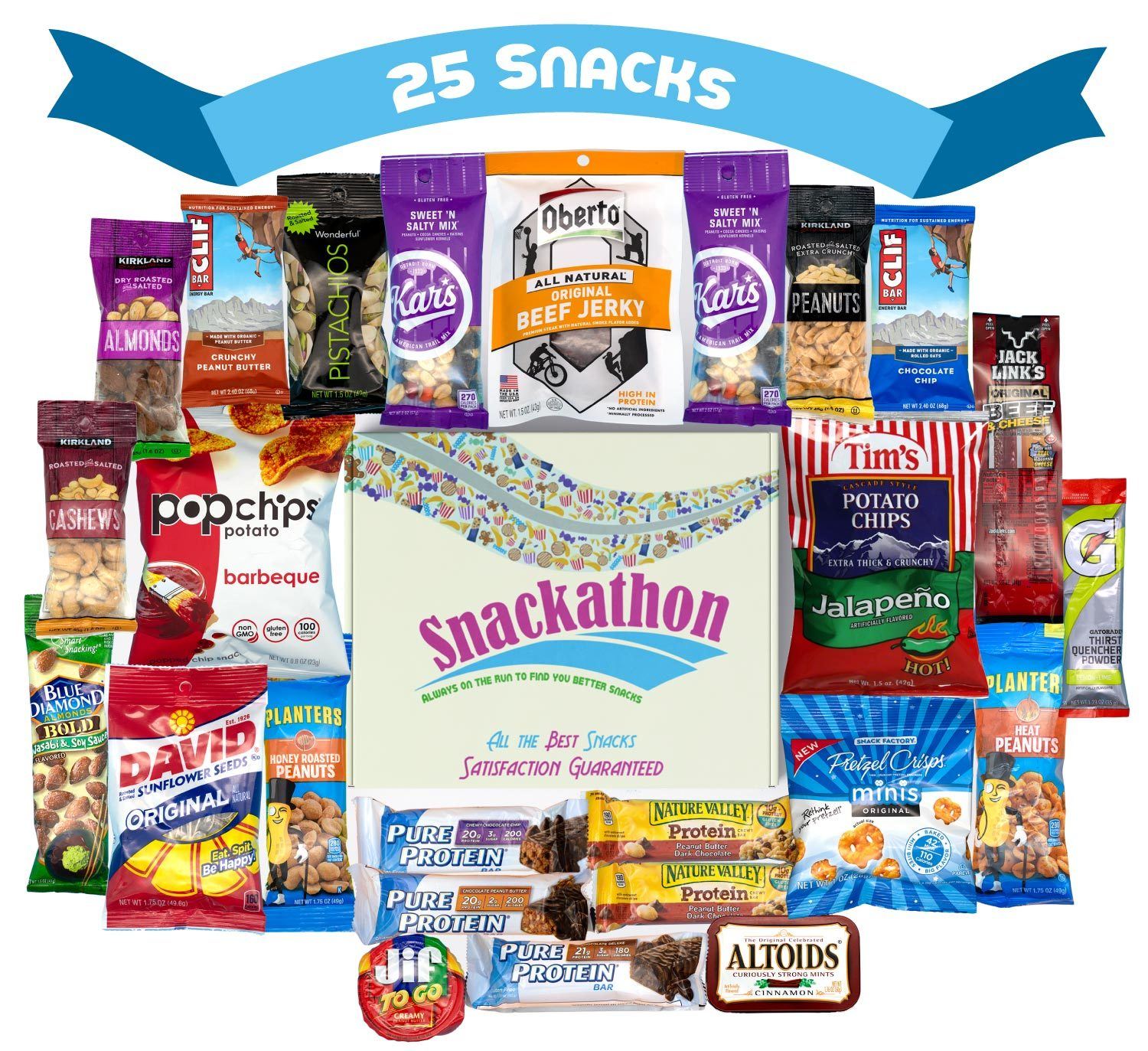 30 count Care Package - Gift Snack Box with Variety of Nuts, Jerky & Snacks  - Low Carb