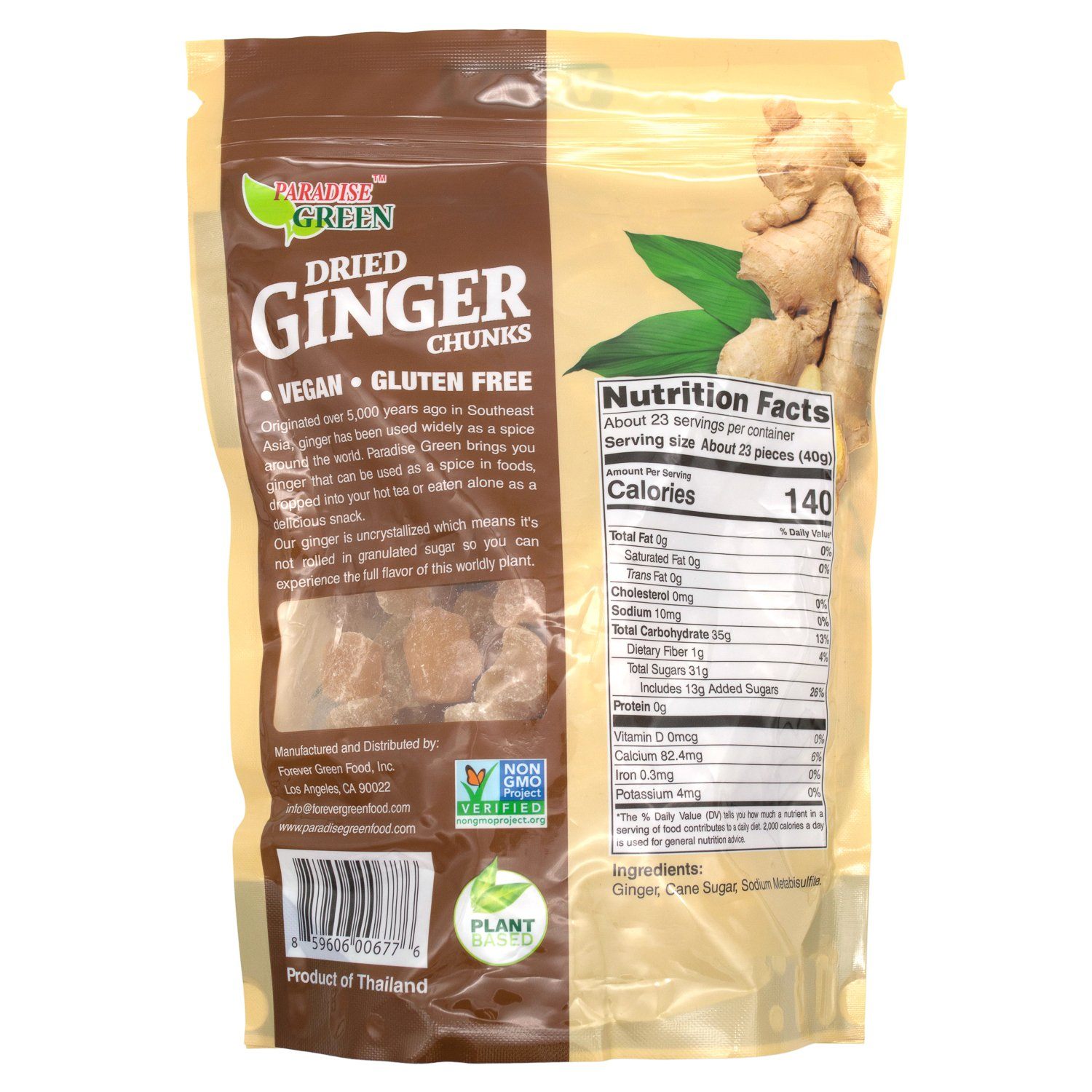 Paradise Green Dried Ginger Chunks — Snackathon Foods