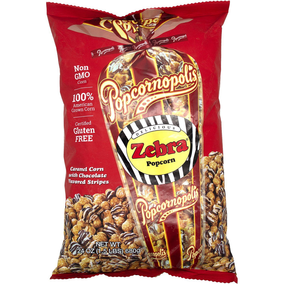 popcornopolis popcorn zebra 24 ounce