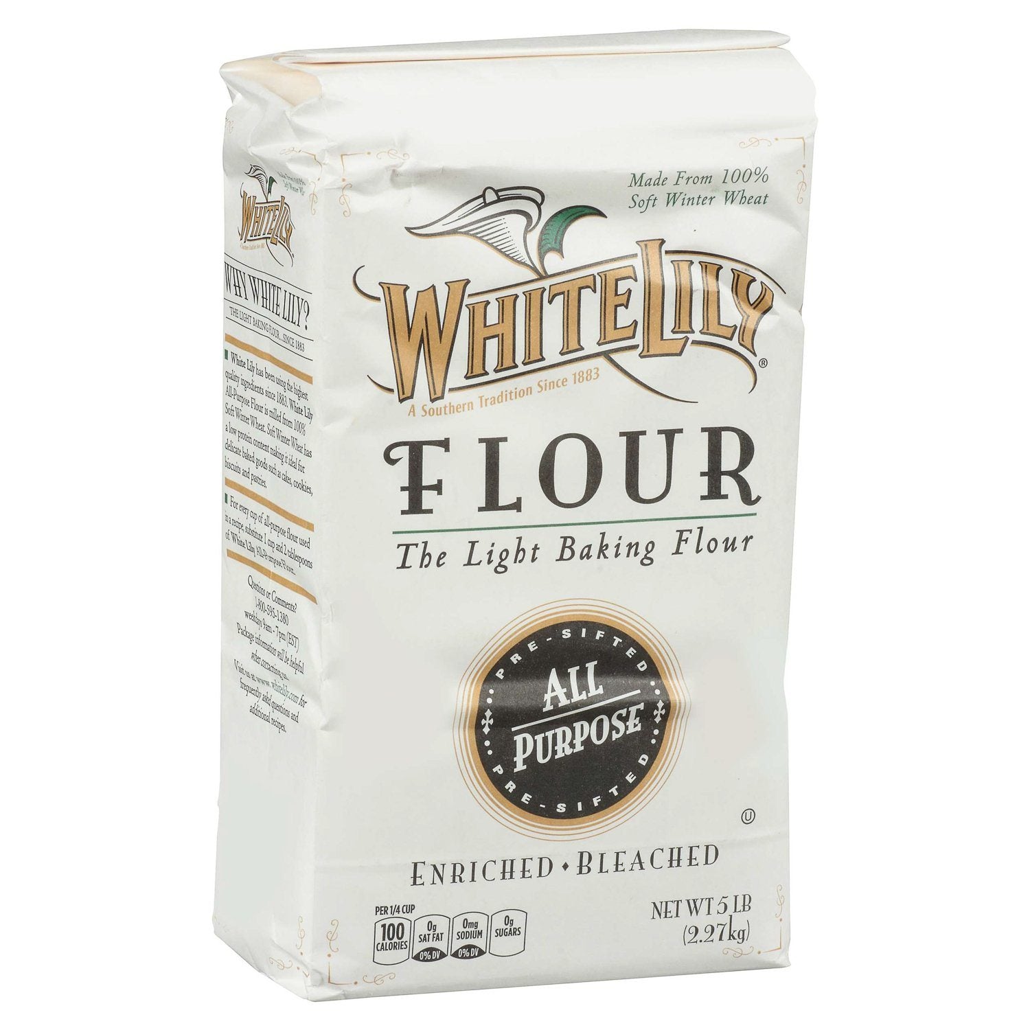 White Lily Enriched Bleached All Purpose Flour Snackathon Foods   White Lily Enriched Bleached All Purpose Flour White Lily 5 Pound 450639 1500x1500 