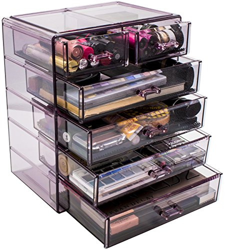 Sorbus Cosmetics Makeup And Jewelry Big Purple Storage Case