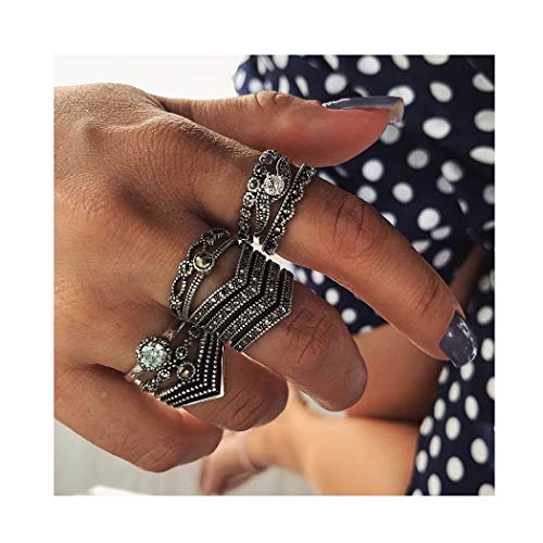 Campsis Vintage Rings Set Rhinestone Crystal Ring Joint Knuckle Ring F Ninthavenue Europe