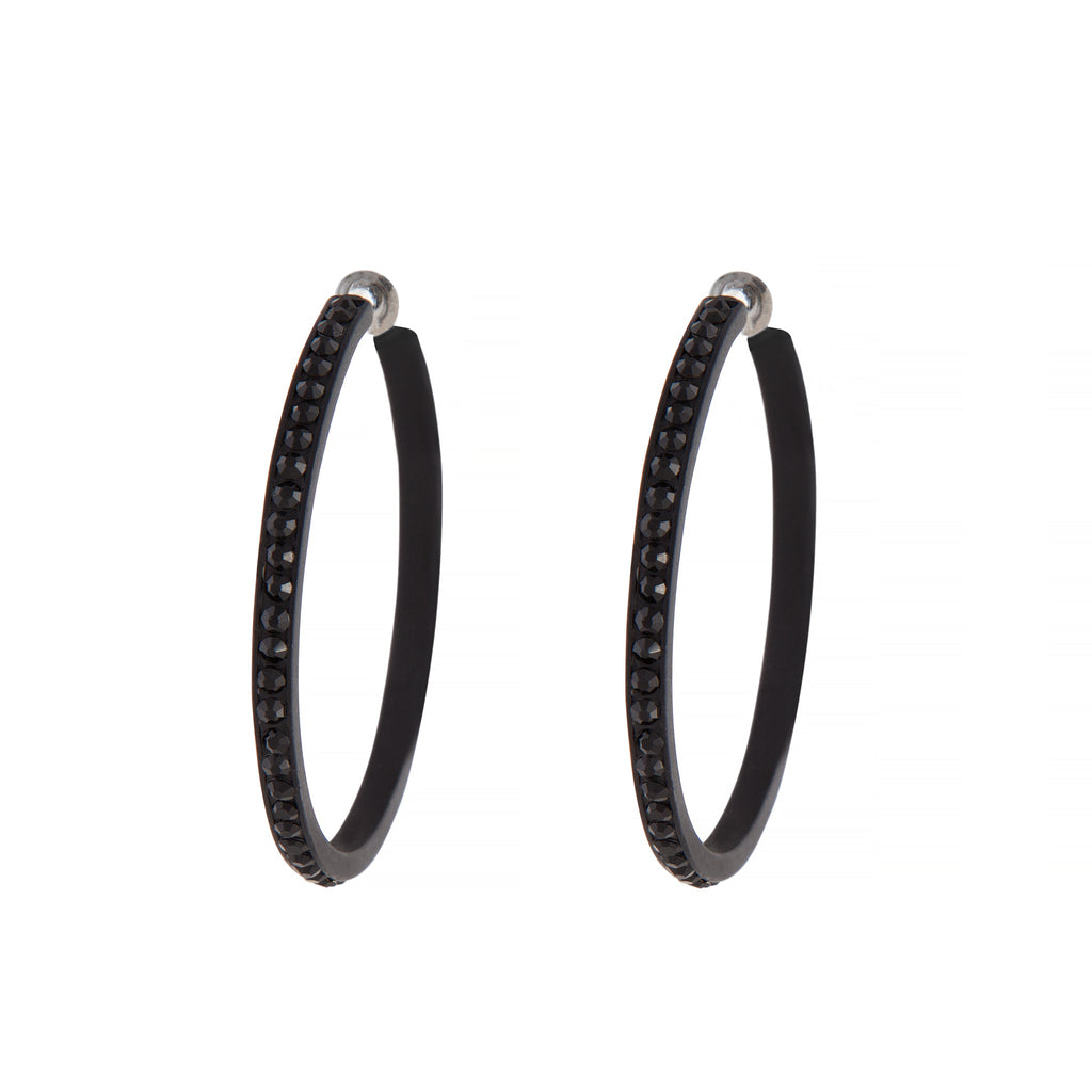 Black Jewel Flat Edge Hoop Earrings | Jewelery | Necklaces | Rings ...