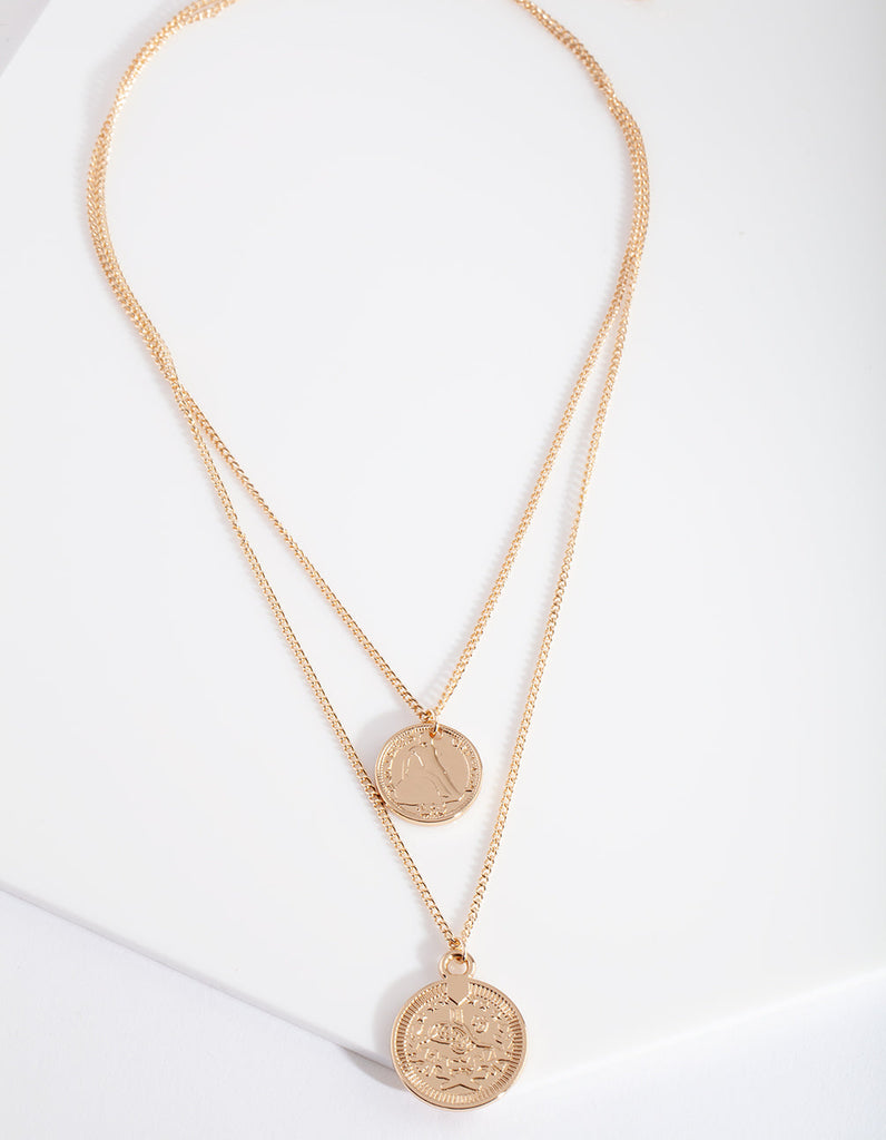 Gold Multi Layer Coin Duo Necklace | Jewelery | Necklaces | Rings ...