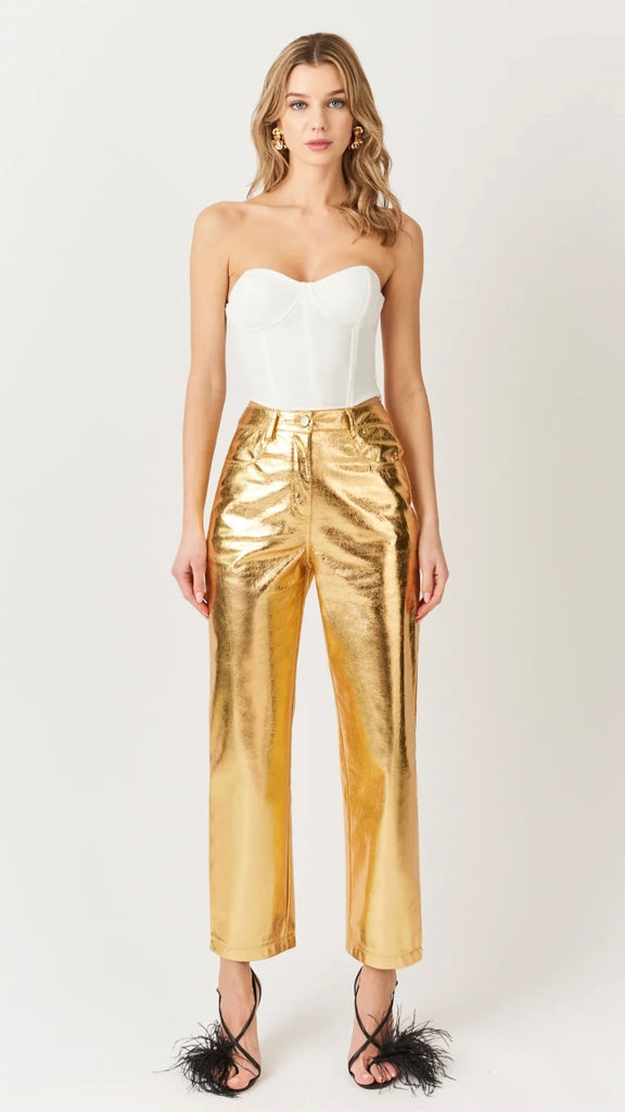 Harpa - Rust Satin High Waisted Utility Pants