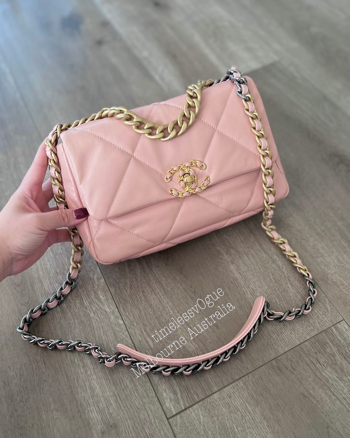Túi Chanel 19 Flap Bag Rose Pink hồng da cừu best quality 26cm