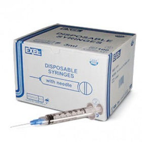 Exel 3cc Syringe w/25g x 1 Inch Needle - Box/100: Clint Pharmaceuticals