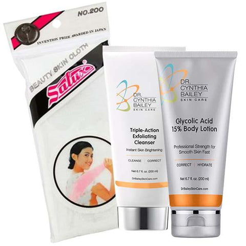 Glycolic acid skin care kit for smooth body skin