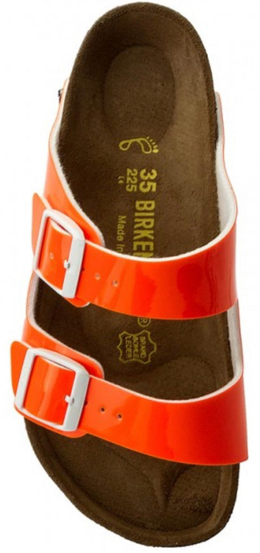 neon orange birkenstocks