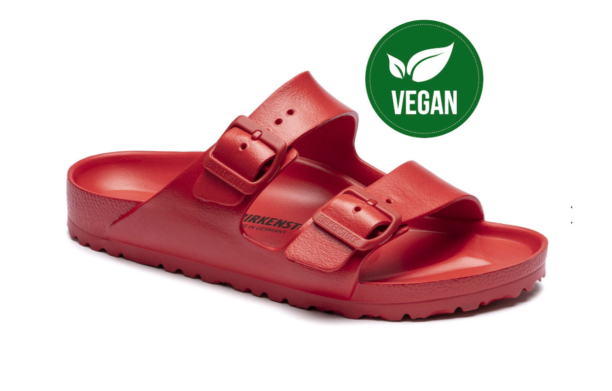 red vegan birkenstocks