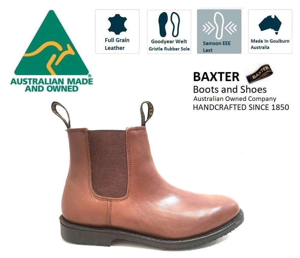 Baxter Patrol Brown Rubber Sole Elastic Sided Made In Australia – Redpath  Shoes Canberra