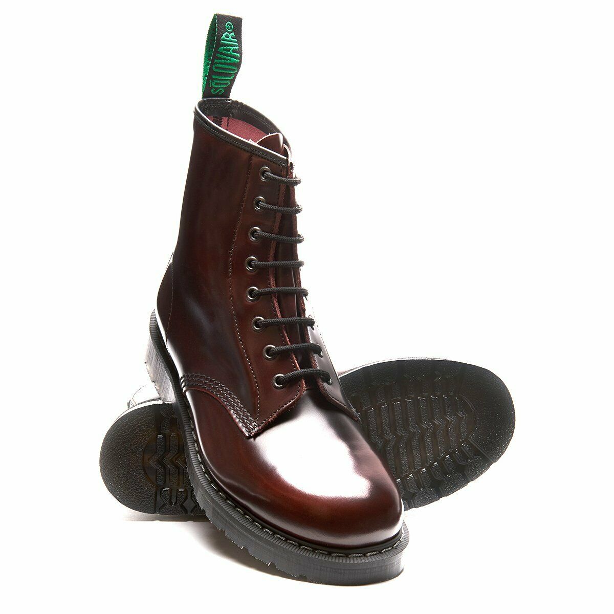 Solovair Burgundy Rub Off 8 Eyelet Boot 