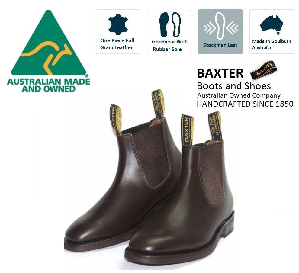 Baxter Saddler Brown One Piece Leather Rubber Sole Boot – Redpath Shoes