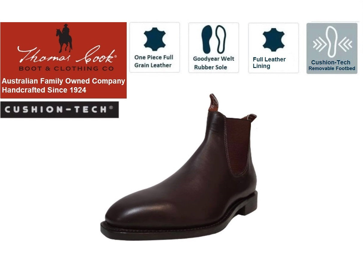 Thomas Cook Trentham Chestnut Brown One Piece Rubber Sole Chelsea Dres –  Redpath Shoes Canberra