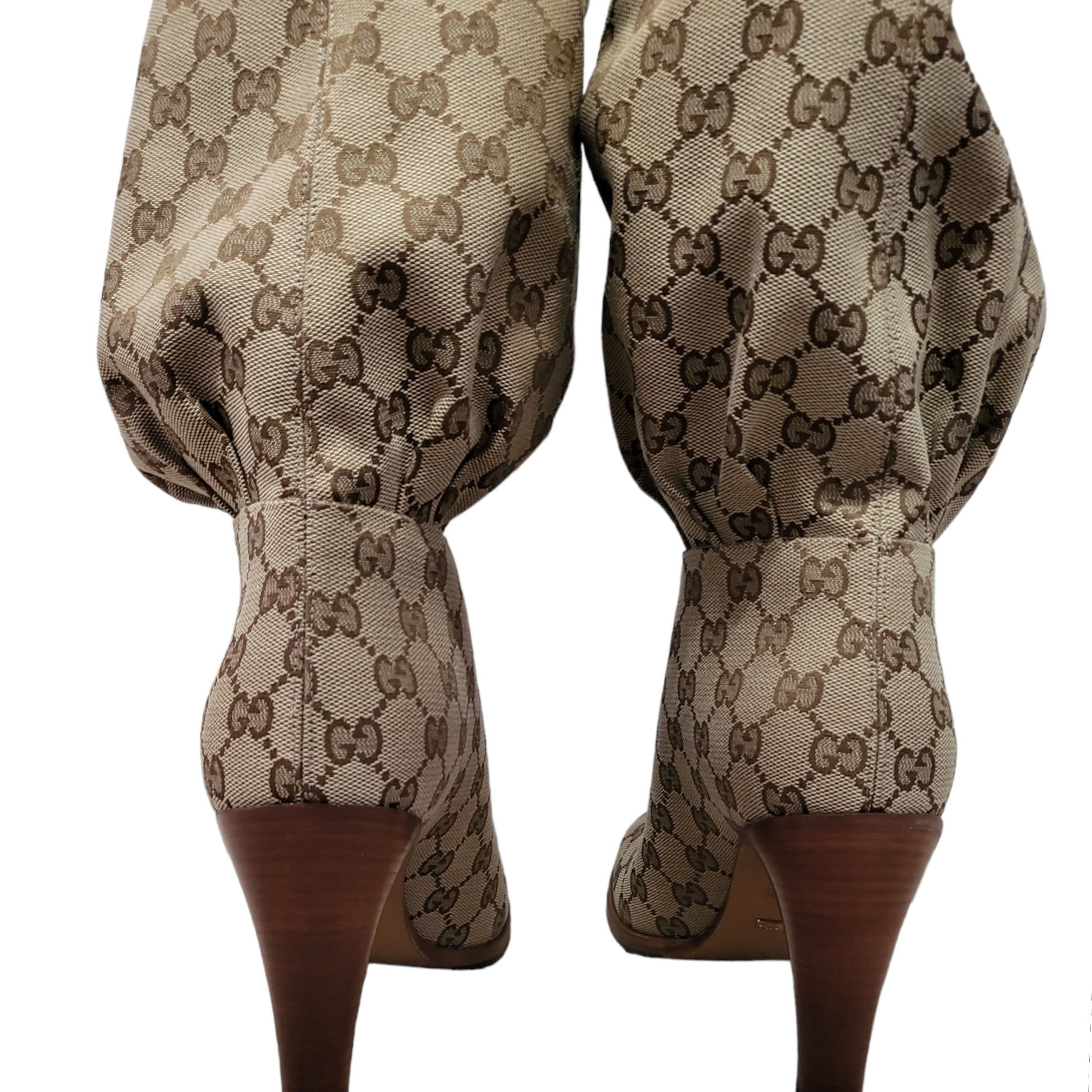 Gucci Thigh High Scrunched Over The Knee Signature Monogram Logo Boots –  The Ultimate Resale Rack