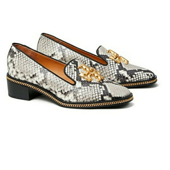 Tory Burch Freya Mid-Heel Embellished Snake-effect Leather Loafers – The  Ultimate Resale Rack