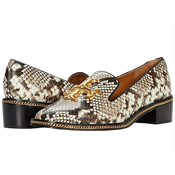 Tory Burch Freya Mid-Heel Embellished Snake-effect Leather Loafers – The  Ultimate Resale Rack