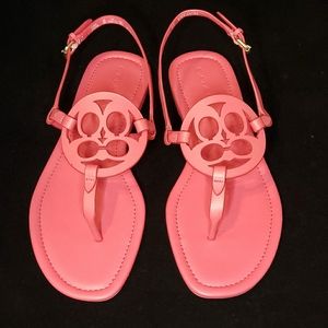 coach logo sandals