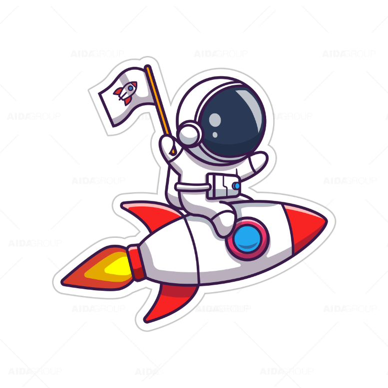Calcomanía Sticker Lavable Astronauta montando un Cohete – Aida Group