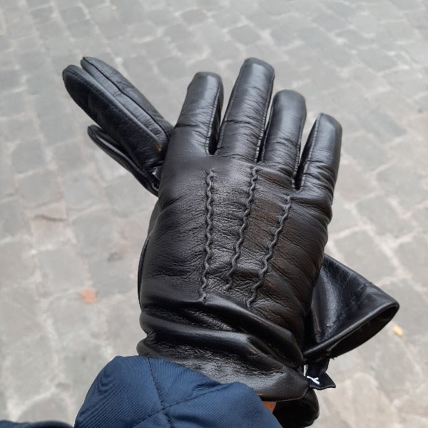 Handschoenen HEREN met wol zwart – Artlux Lederwaren