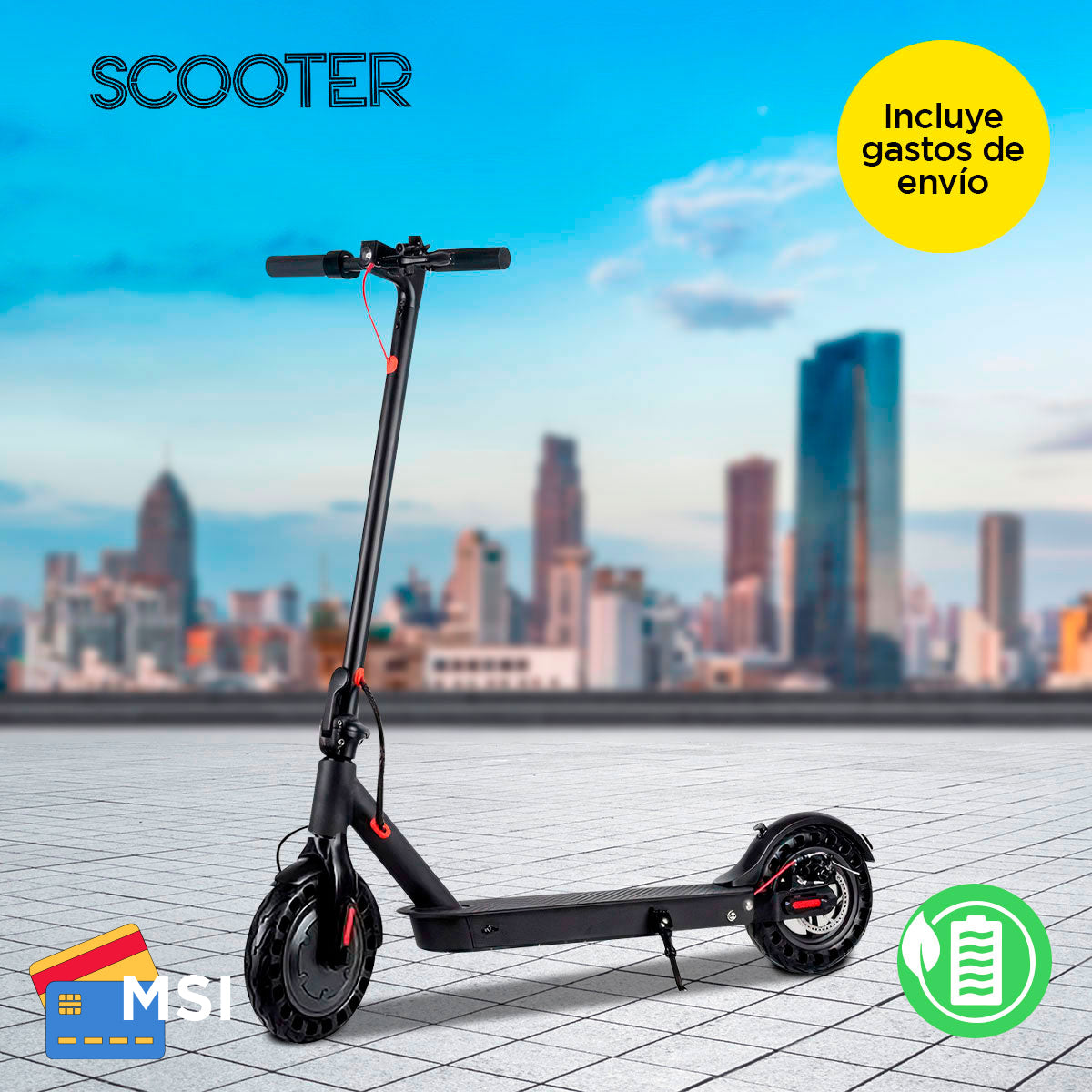 Scooter Plegable Kiwo Color Negro, Motor 250w, Velocidad Máxima 25km/h - Waldos product image