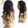 luxury black ombre blonde long body wave human lace wigs