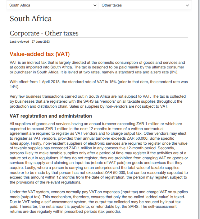 South Africa Custom Duty Fees