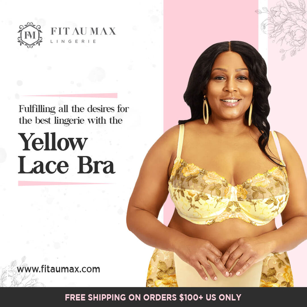 yellow lace full figured bra