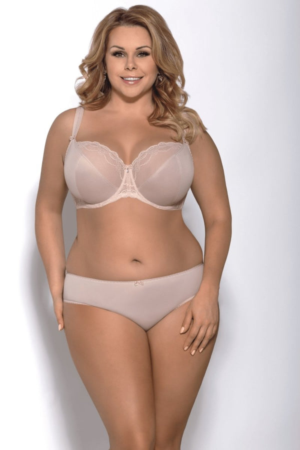 Sexy Full Coverage Lace Bra For Large Busts, Gorsenia, Size: 36C - 48D, Color: Beige