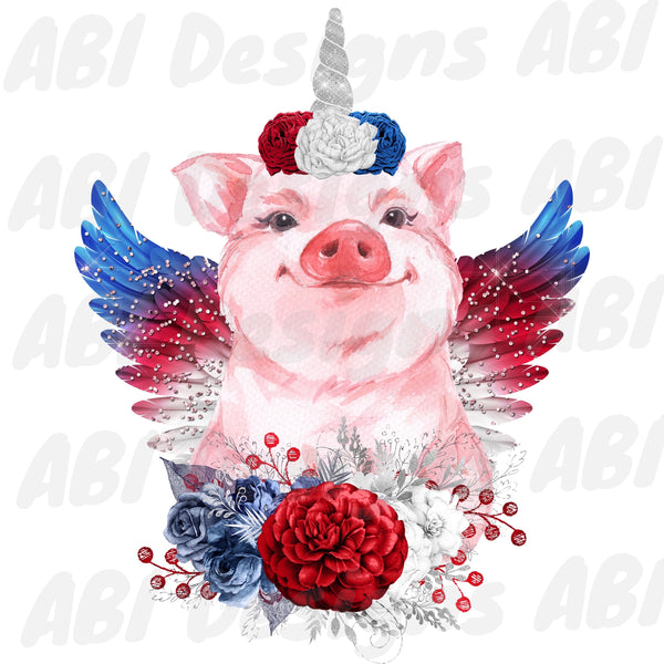 Download Fourth Of July Pig Sublimation Abi Designs Transfers Blanks