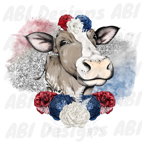 Download 4th Of July Cow Sublimation Abi Designs Transfers Blanks