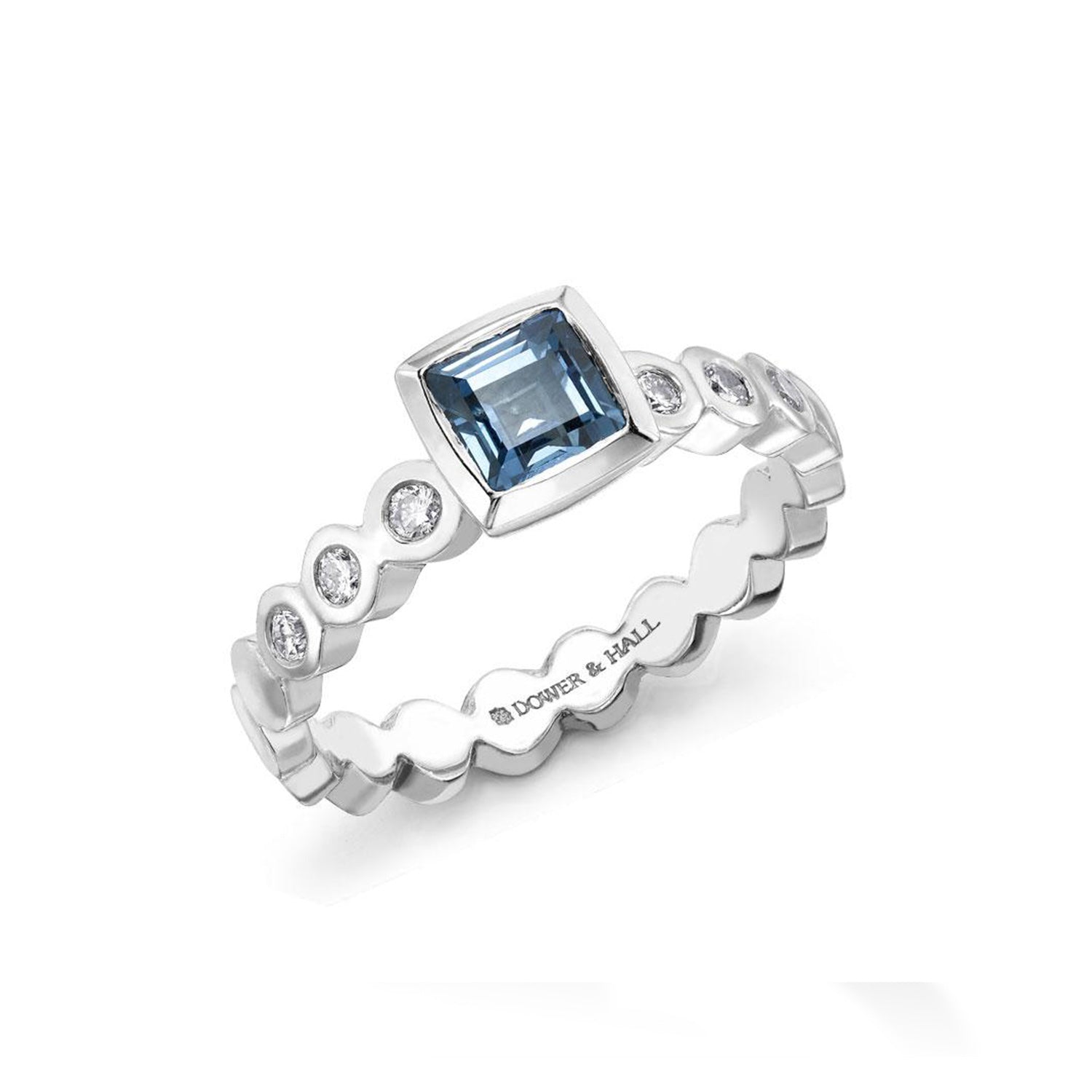 18k 5mm Sapphire Cushion & Diamond Dotty Ring