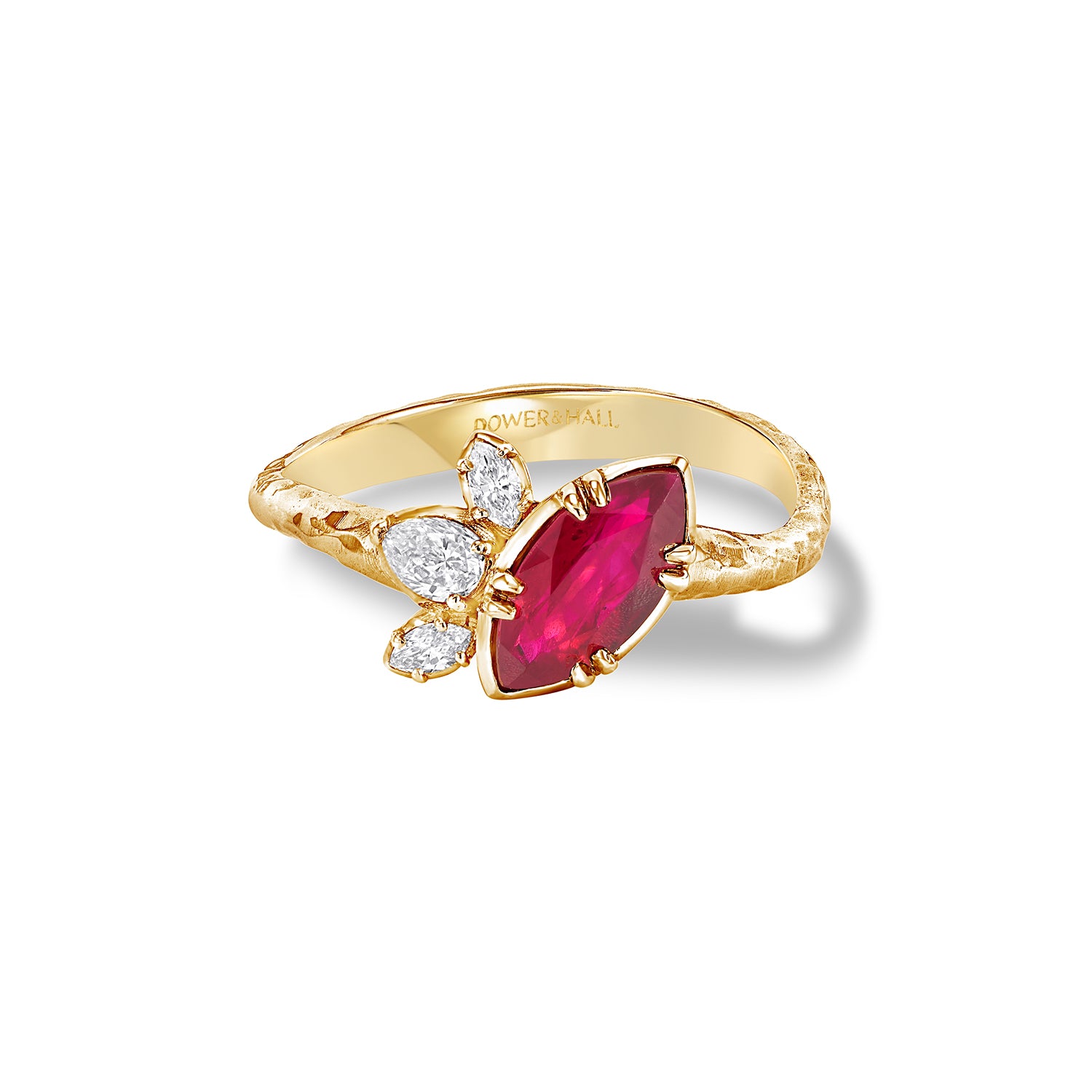 18k Marquise Ruby & Diamond Stargazer Ring