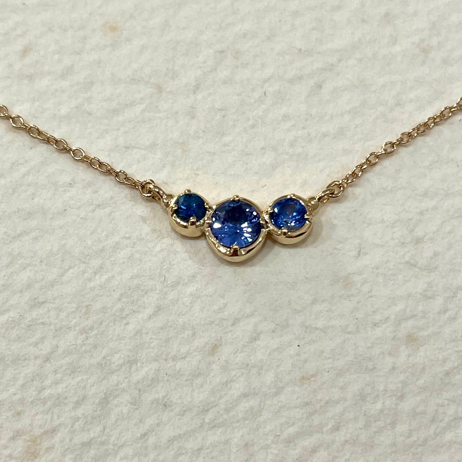 14k Stargazer Trio Sapphire Pendant - 0.45CT