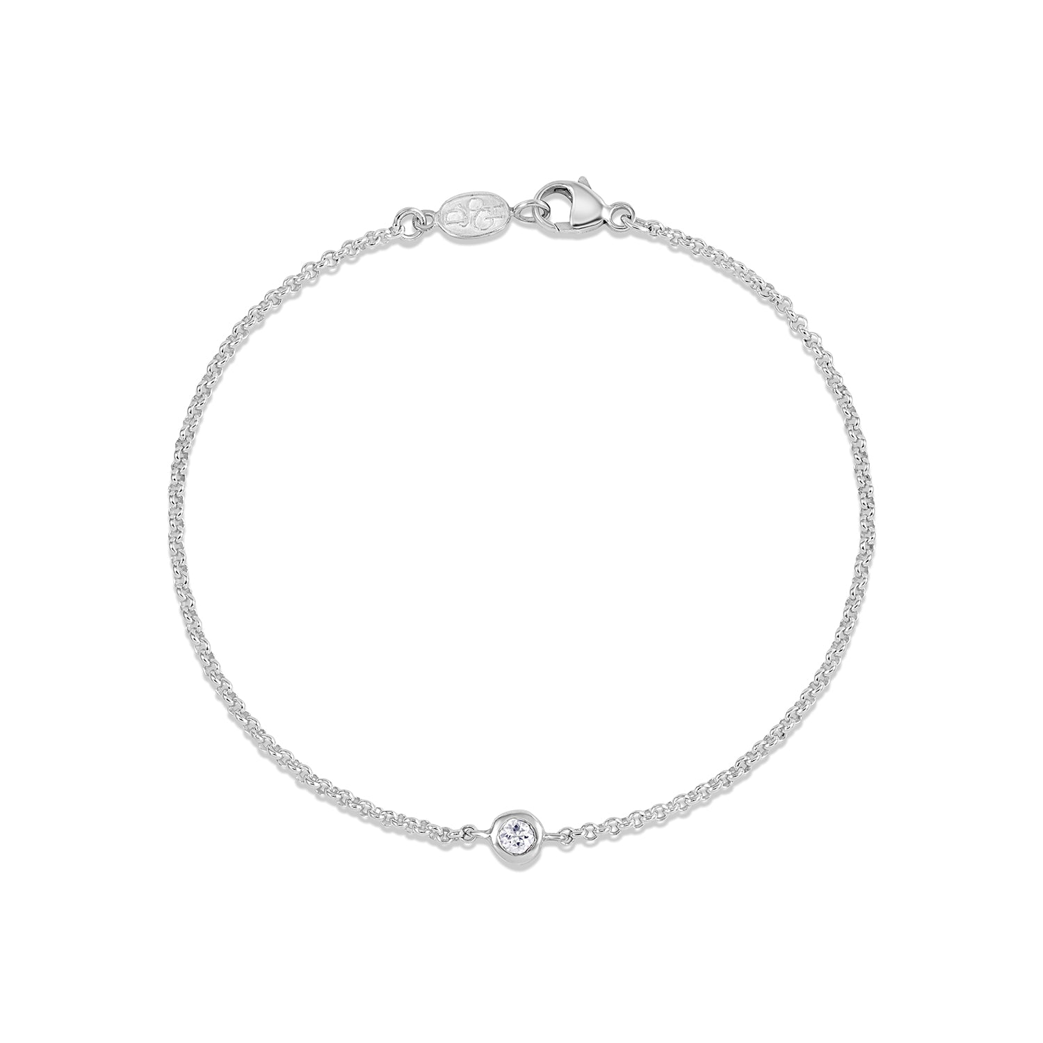 Single White Sapphire Dewdrop Chain Bracelet