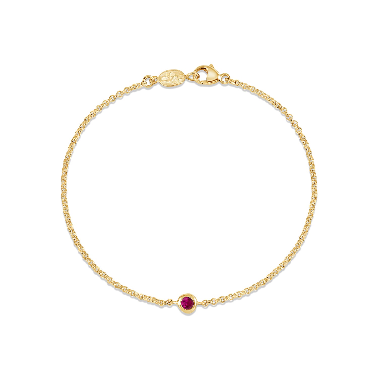 Single Ruby Dewdrop Chain Bracelet