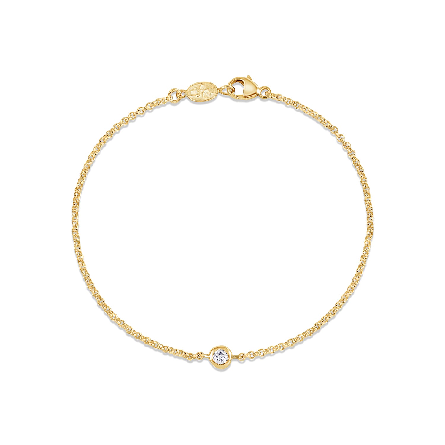 Single White Sapphire Dewdrop Chain Bracelet