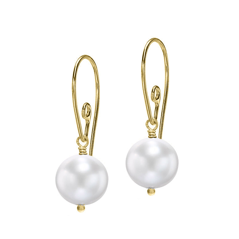 10mm Round White Pearl Earrings