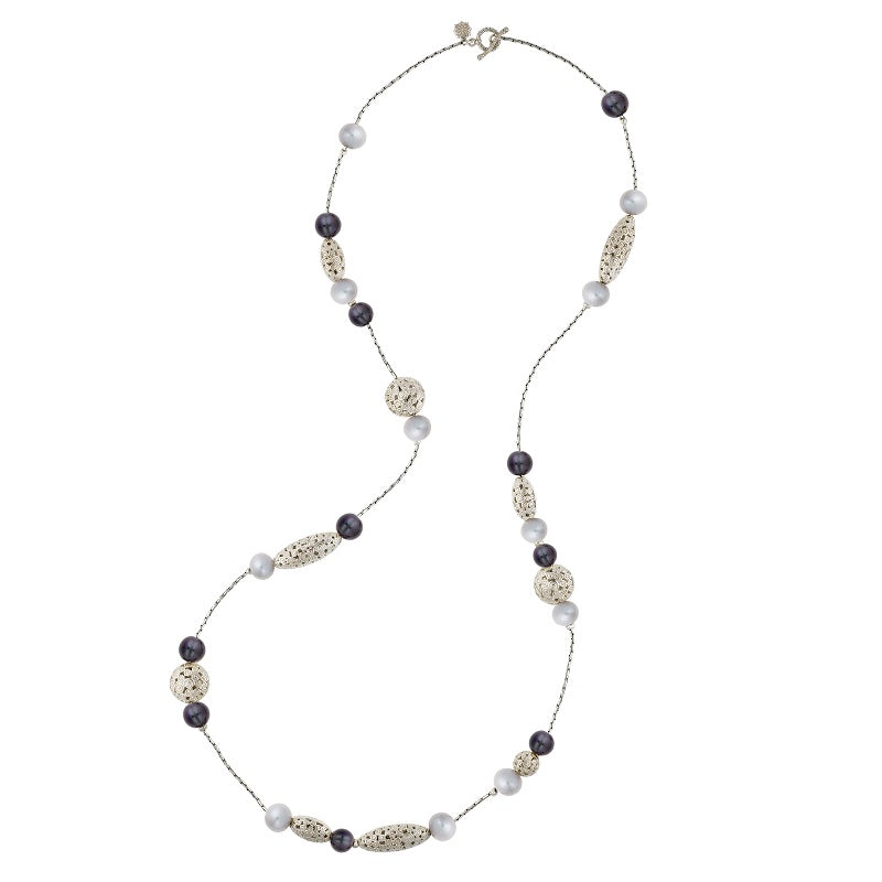 Spiral Pod & Mixed Pearl Opera Length Necklace