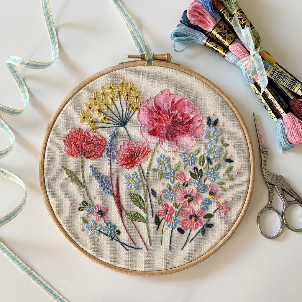 Indigo Blue Floral Embroidery Kit – Madaher