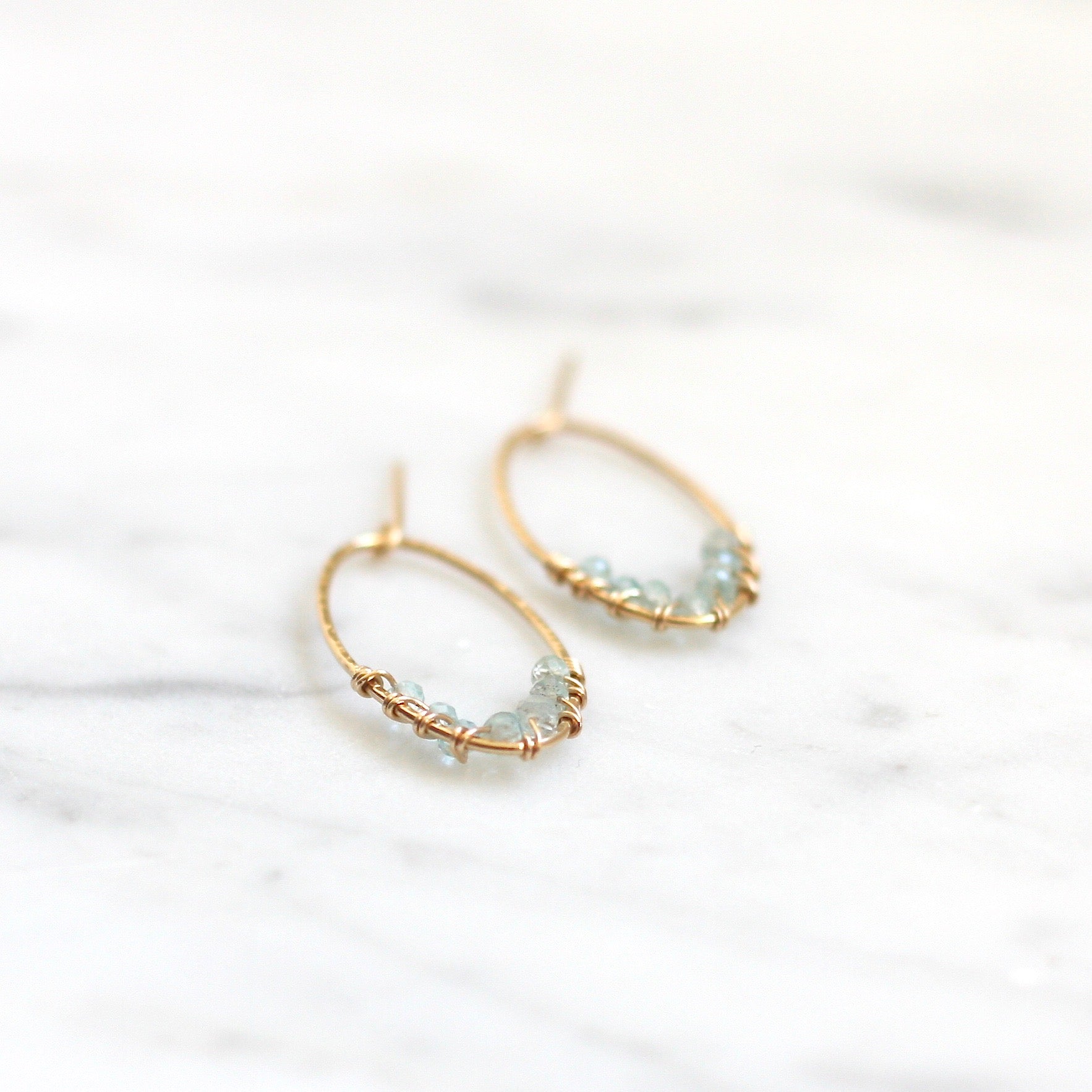 Gold Aquamarine Hoop Earrings, Boho Hoops – Fabulous Creations Jewelry
