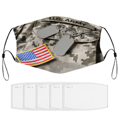 Army Design Face Cover with Filter Element, Multiple Spare Filter Cartridges