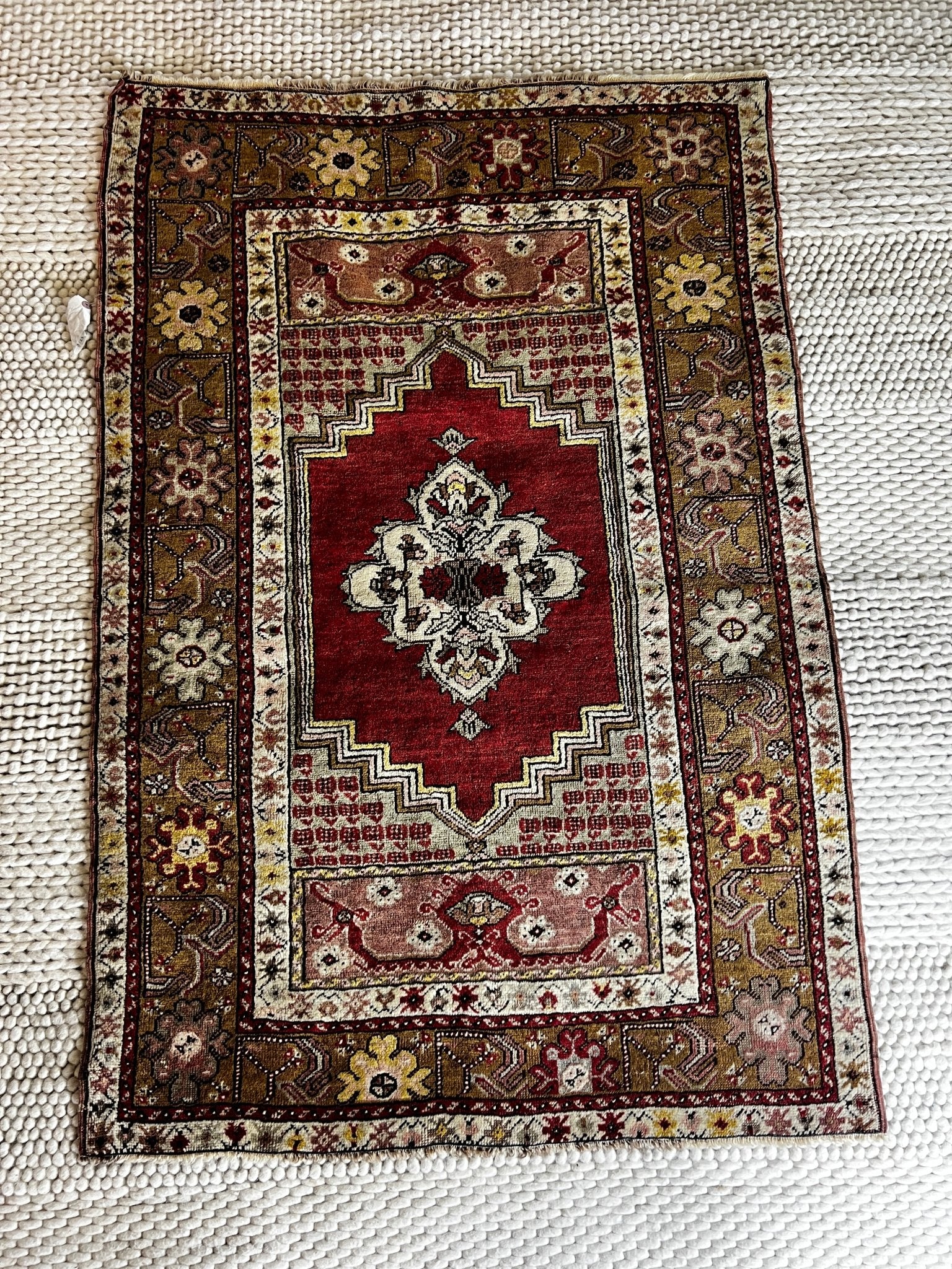 Arzu 3.6x5.9 Turkish Vintage Oushak Red and Grey Rug