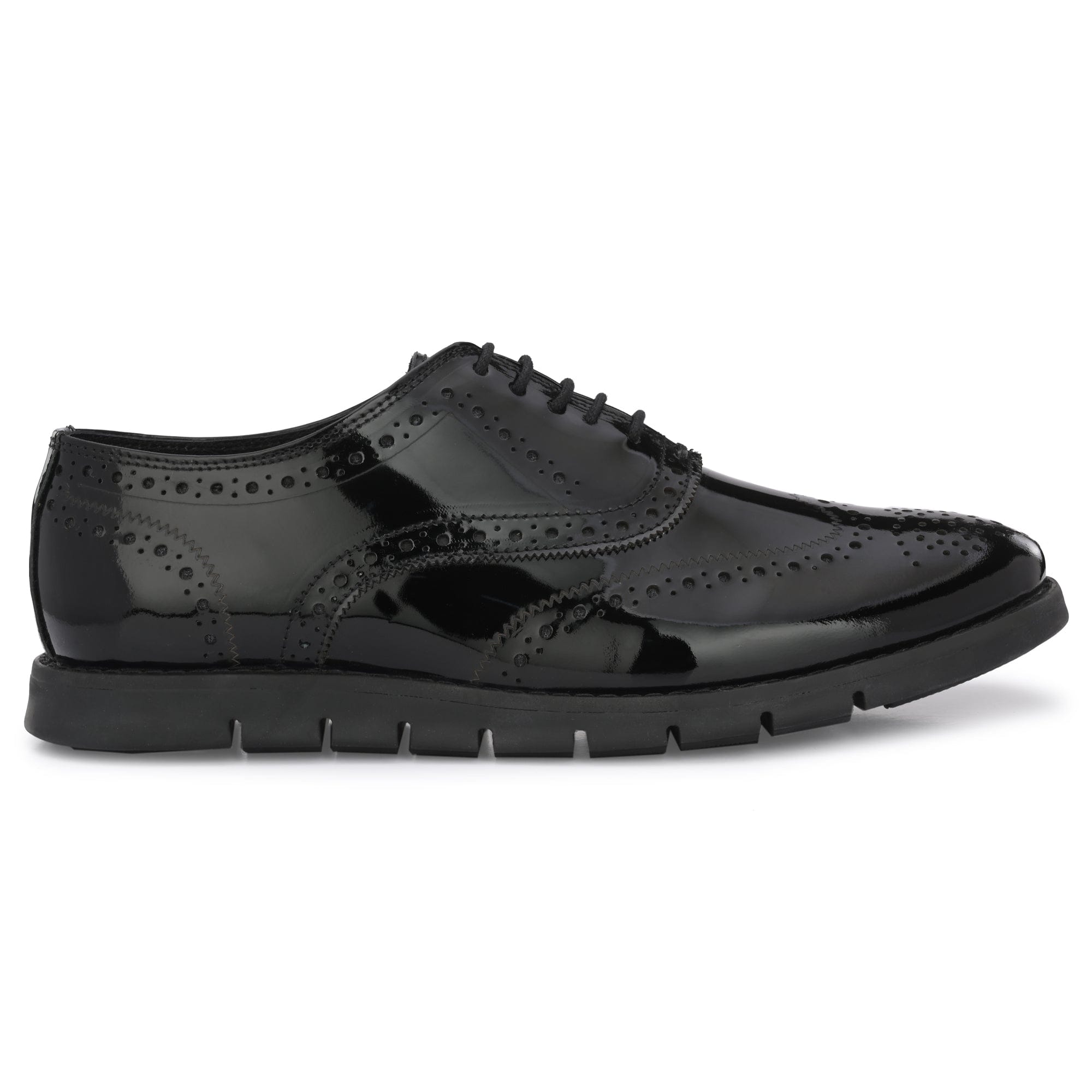 Legwork Brogue Informal Oxford Wingtip Black Patent Italian Leather Sh