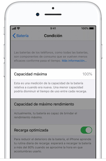 Condición de estado de la batería iPhone